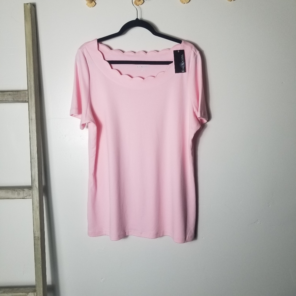 NWT KIM ROGERS PINK BLOUSE SIZE LARGE